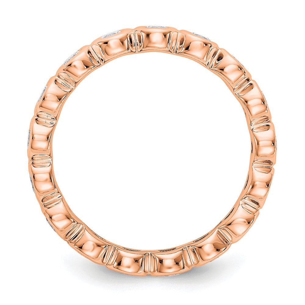 14k Rose Gold Polished Size 7 Bezel-set 1 carat Diamond Complete Eternity Band