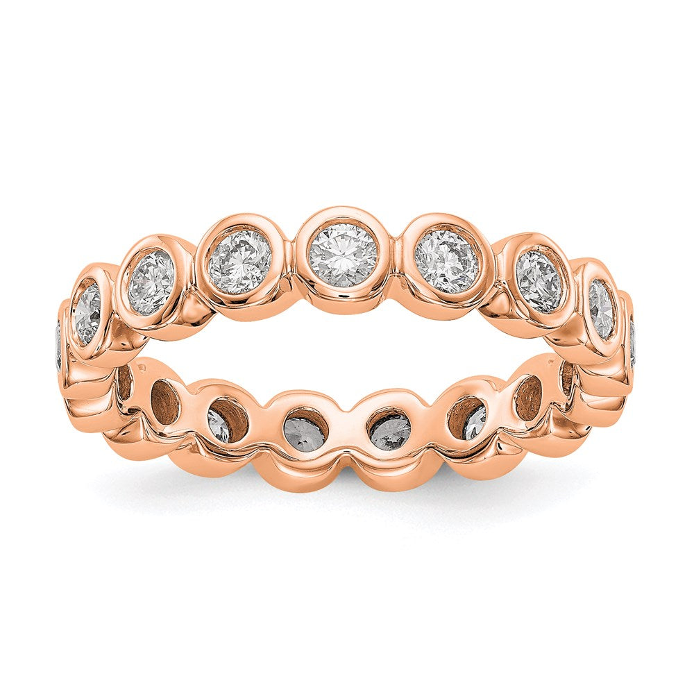 14k Rose Gold Polished Size 7 Bezel-set 1 carat Diamond Complete Eternity Band