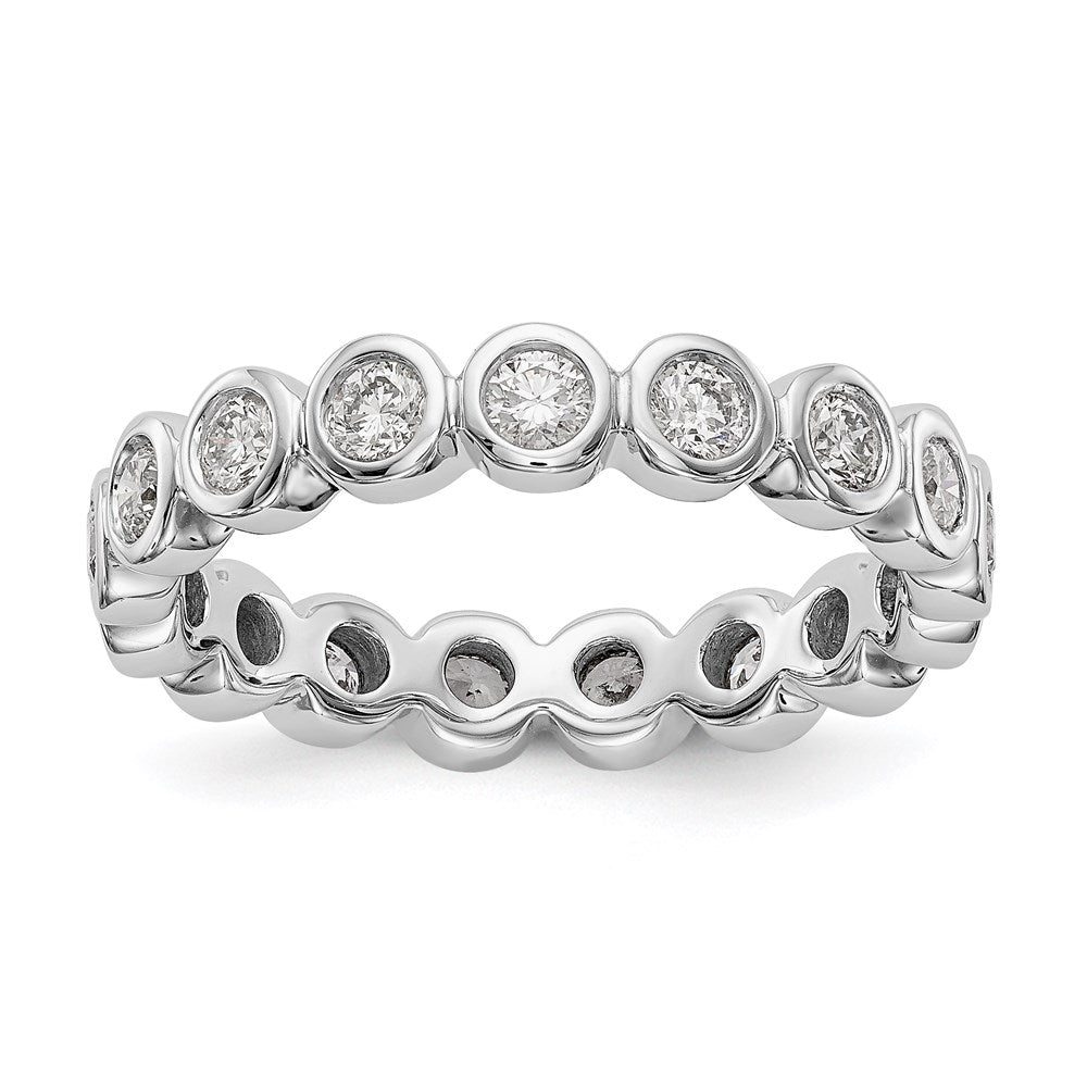 14k White Gold Polished Size 7.5 Bezel-set 1 carat Diamond Complete Eternity Band