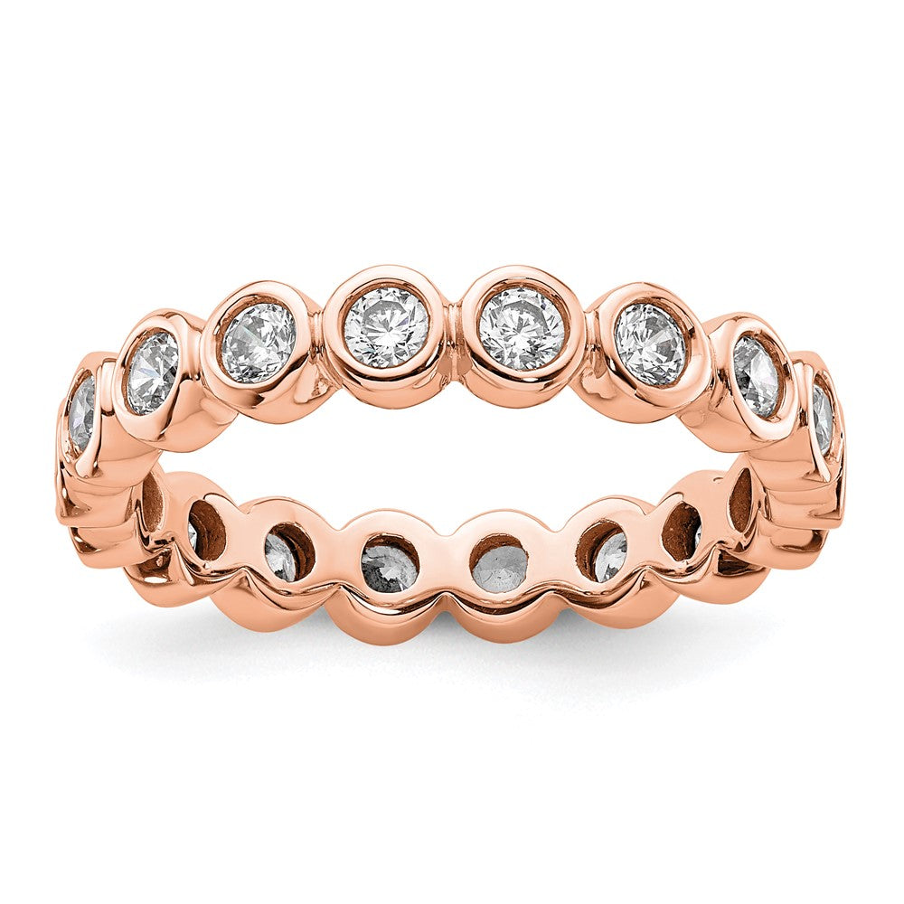 14k Rose Gold Polished Size 8.5 Bezel-set 1 carat Diamond Complete Eternity Band