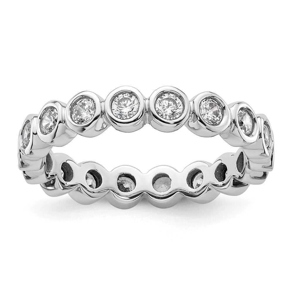 14k White Gold Polished Size 8.5 Bezel-set 1 carat Diamond Complete Eternity Band