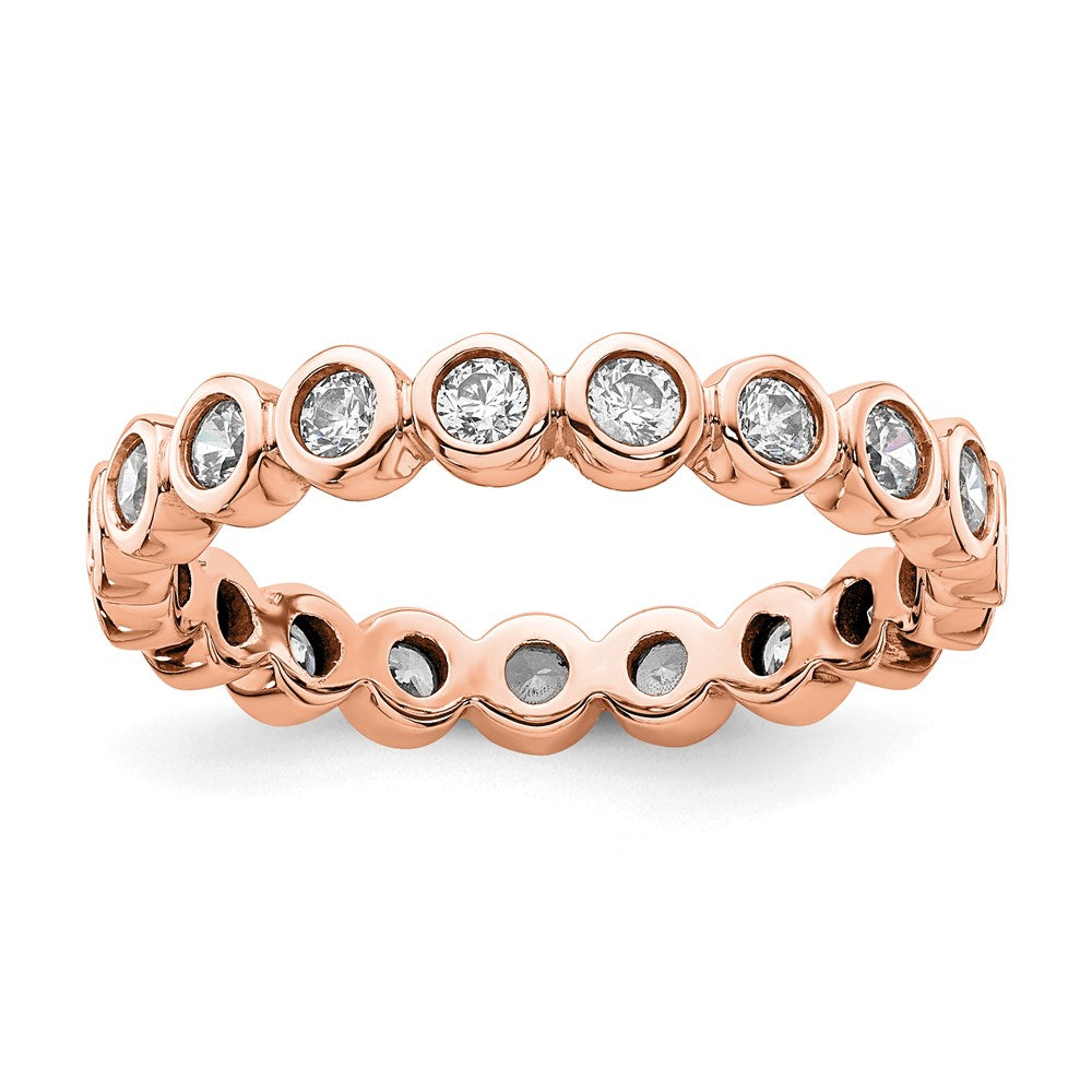 14k Rose Gold Polished Size 9 Bezel-set 1 carat Diamond Complete Eternity Band