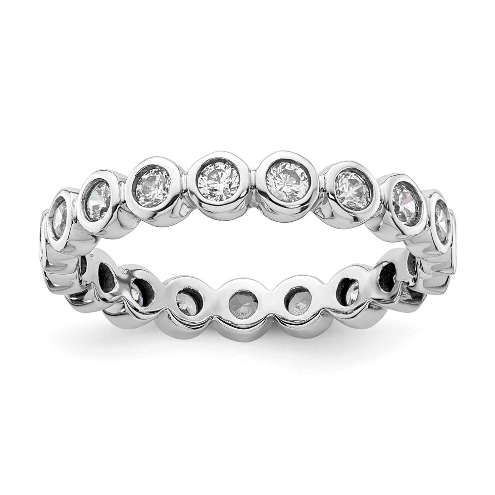 14k White Gold Polished Size 9 Bezel-set 1 carat Diamond Complete Eternity Band