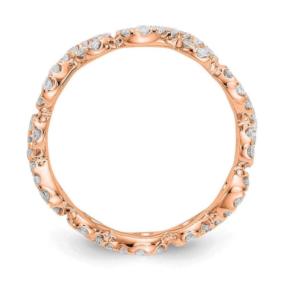 14k Rose Gold Polished Infinity Shared U Prong Size 5 Diamond Eternity Band