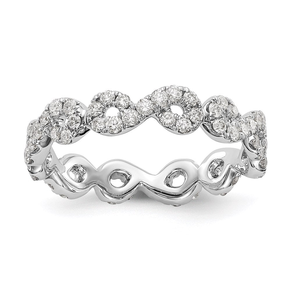 14k White Gold Polished Infinity Shared U Prong Size 4.5 Diamond Eternity B