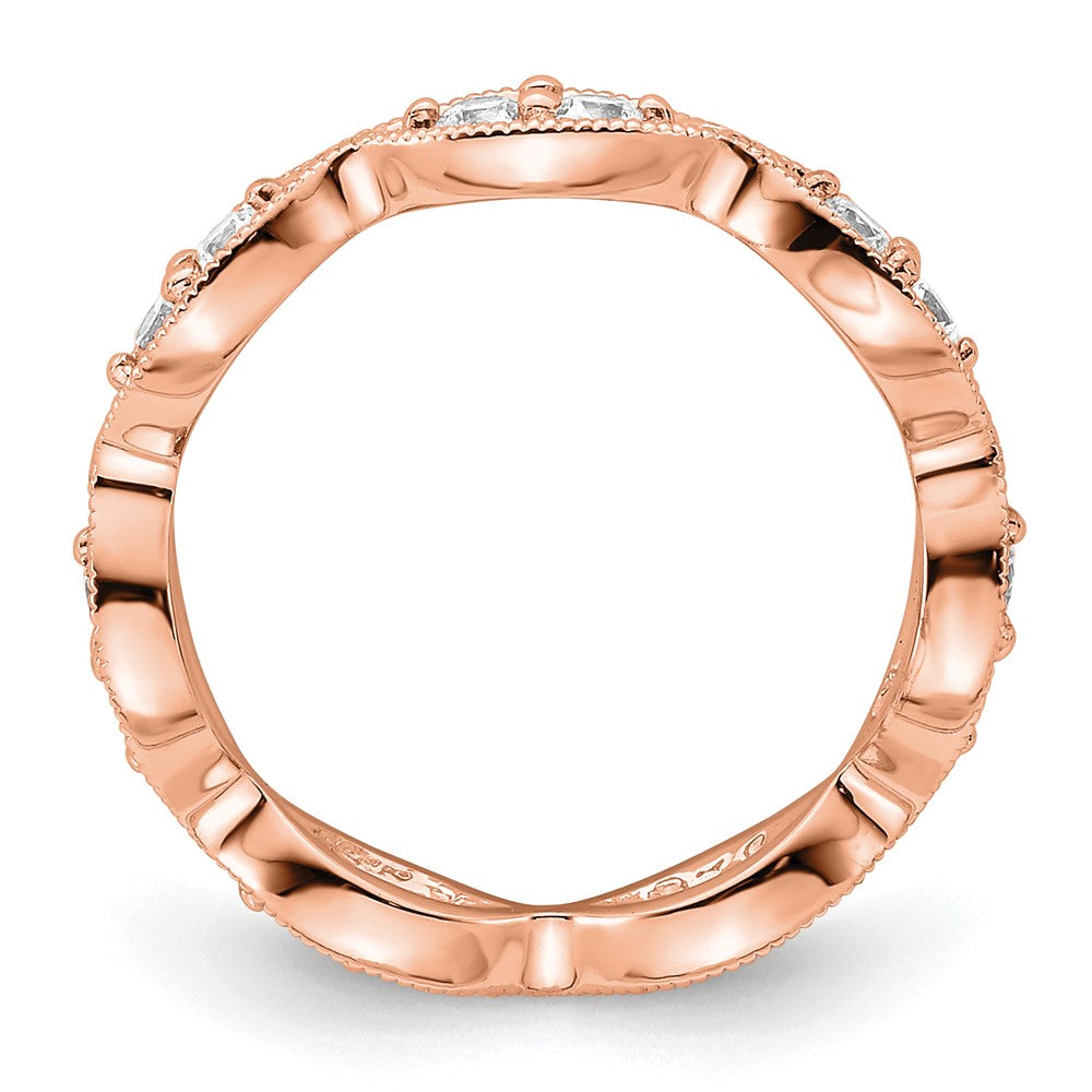 14k Rose Gold Polished Size 4.5 Vintage Pave 1/2 carat Diamond Complete Eternity Band