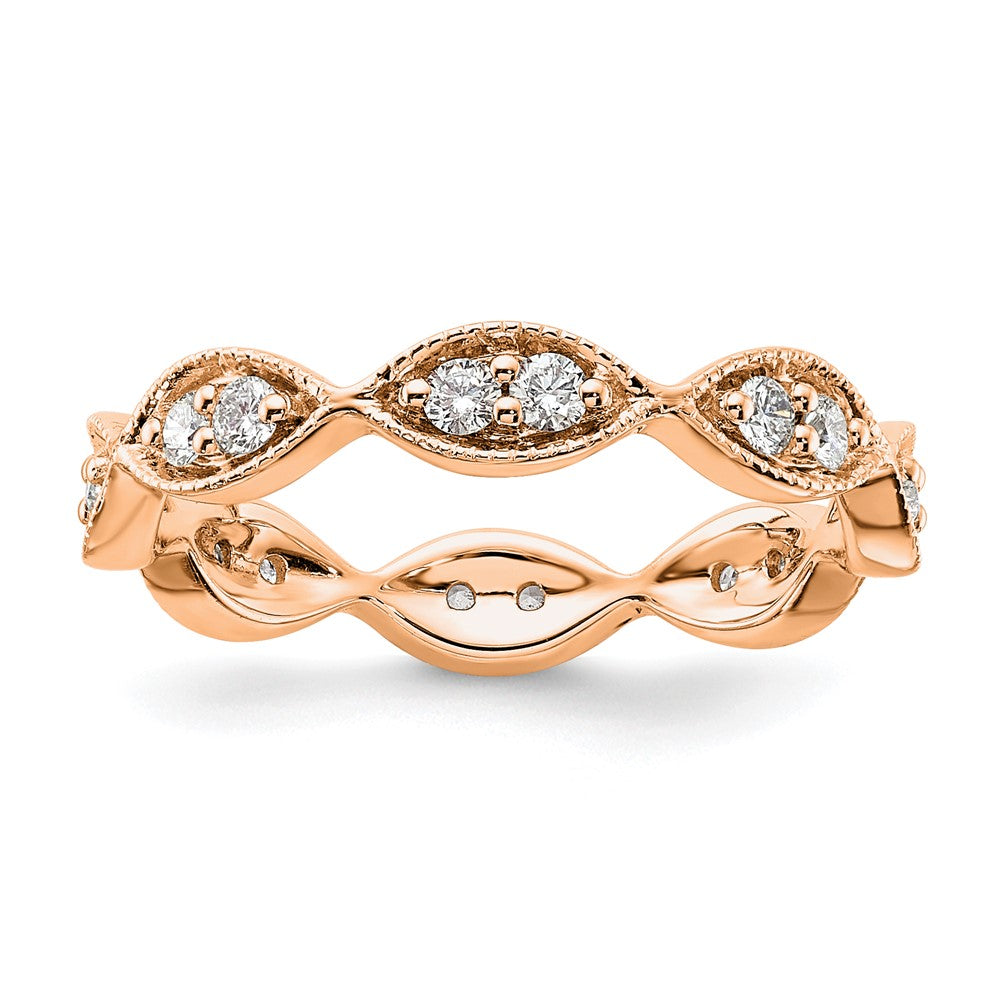 14k Rose Gold Polished Size 7.5 Vintage Pave 1/2 carat Diamond Complete Eternity Band