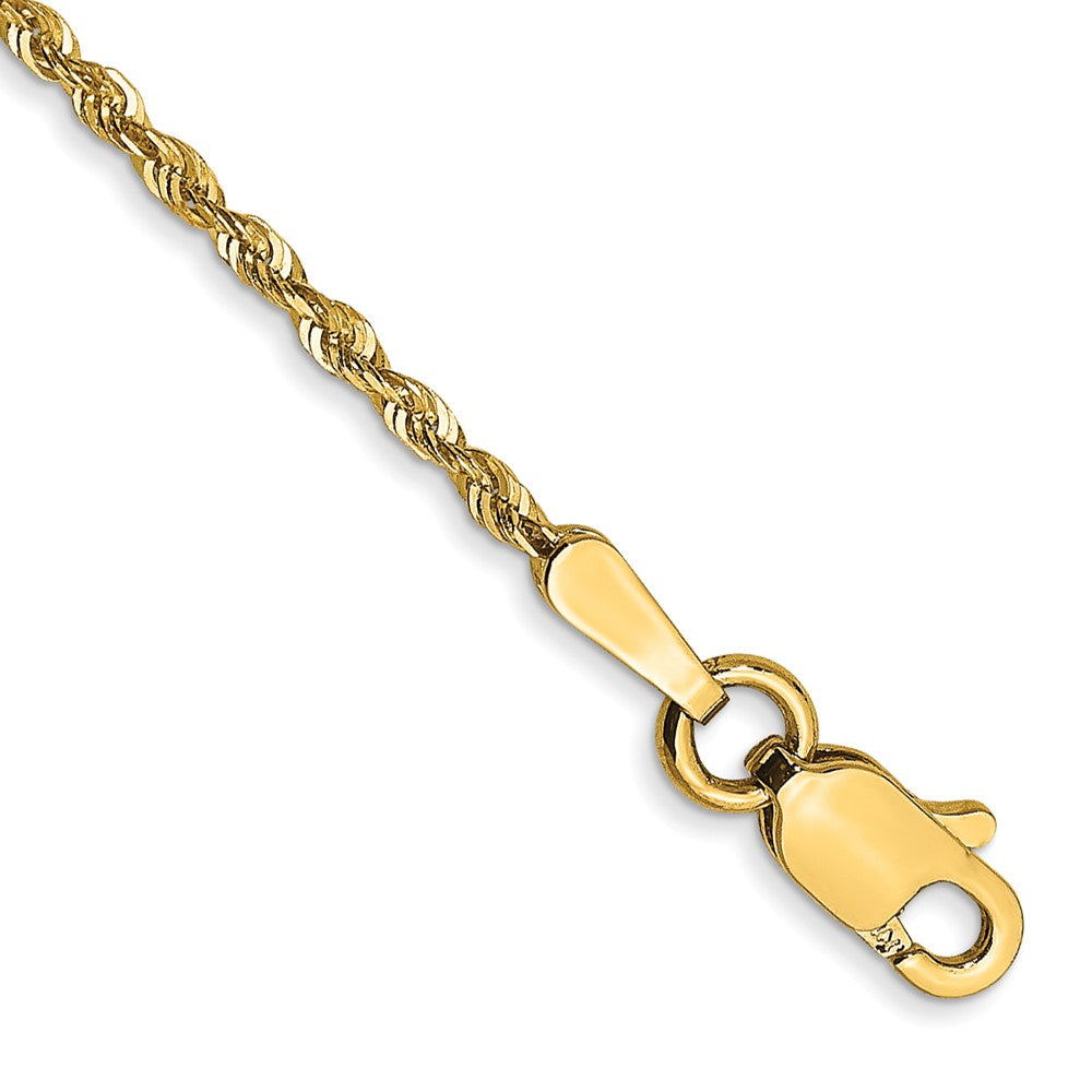 14K 7 inch 1.5mm Extra Light Diamond-cut Rope with Lobster Clasp Chain