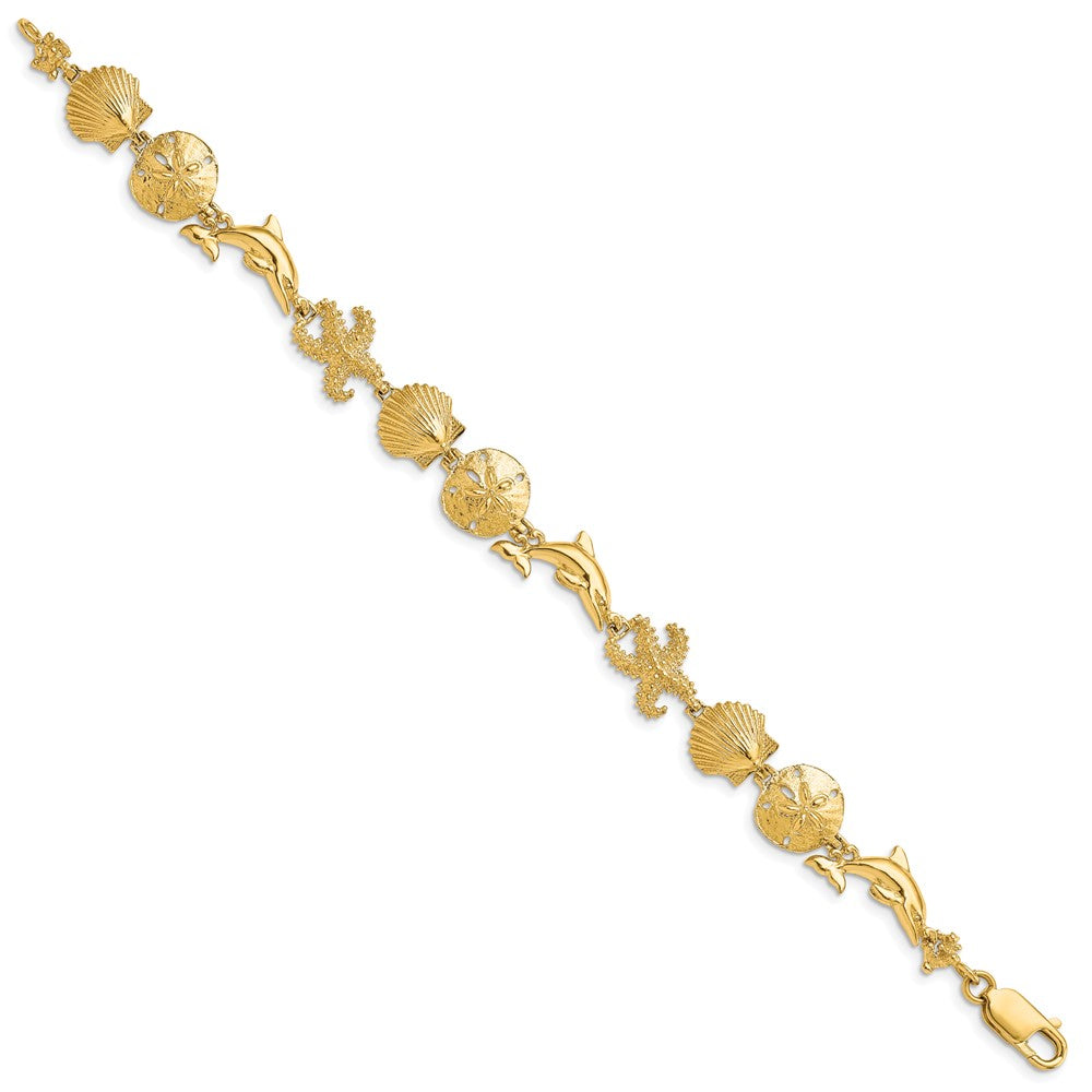 14k Polished Seashore Theme Bracelet