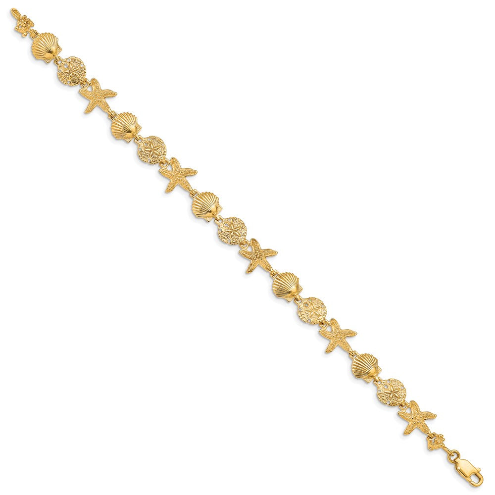 14k Polished Assorted Sea Shell Theme Bracelet