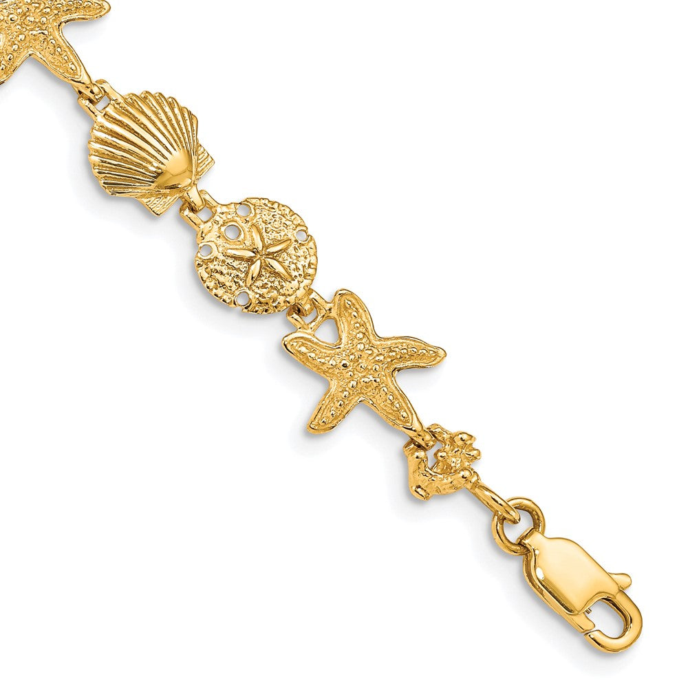 14k Polished Assorted Sea Shell Theme Bracelet