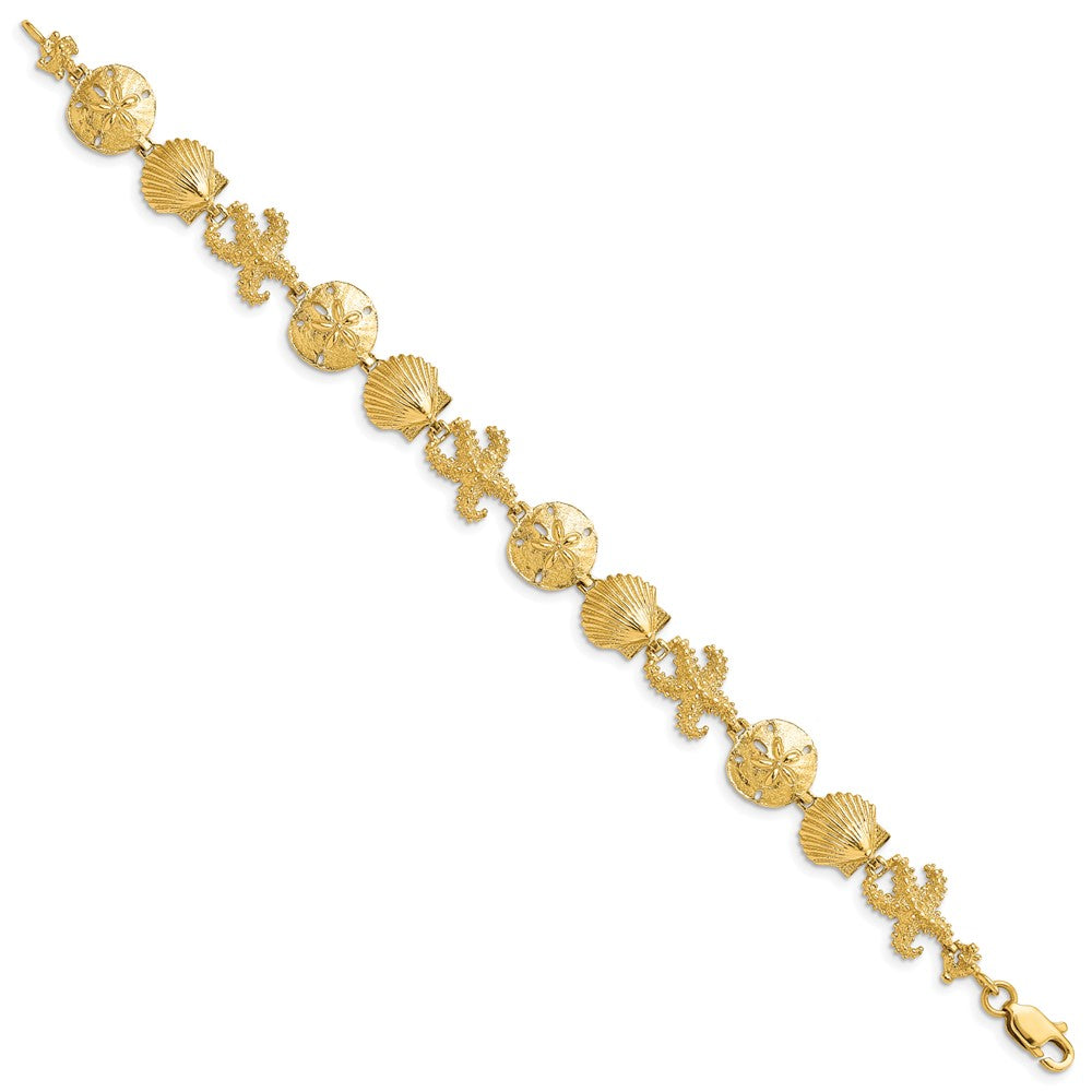 14k Polished Seashell Theme Bracelet