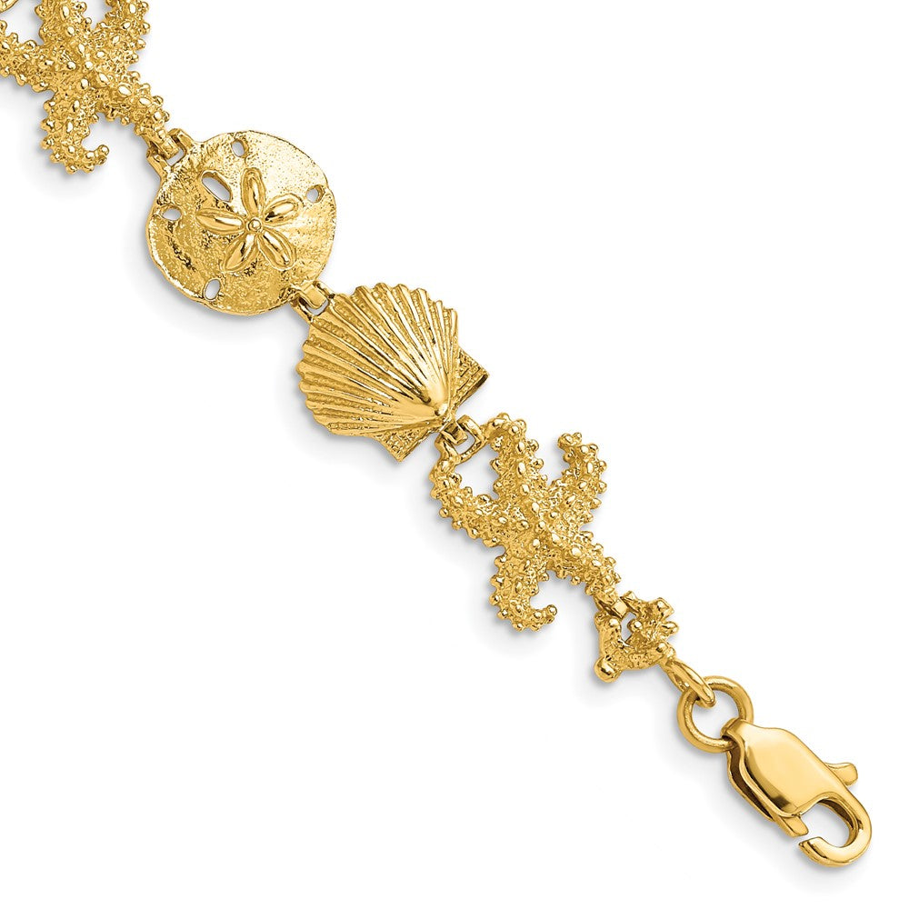 14k Polished Seashell Theme Bracelet