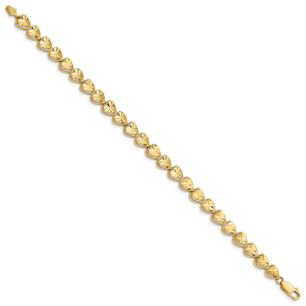 14K Diamond Cut Heart Bracelet