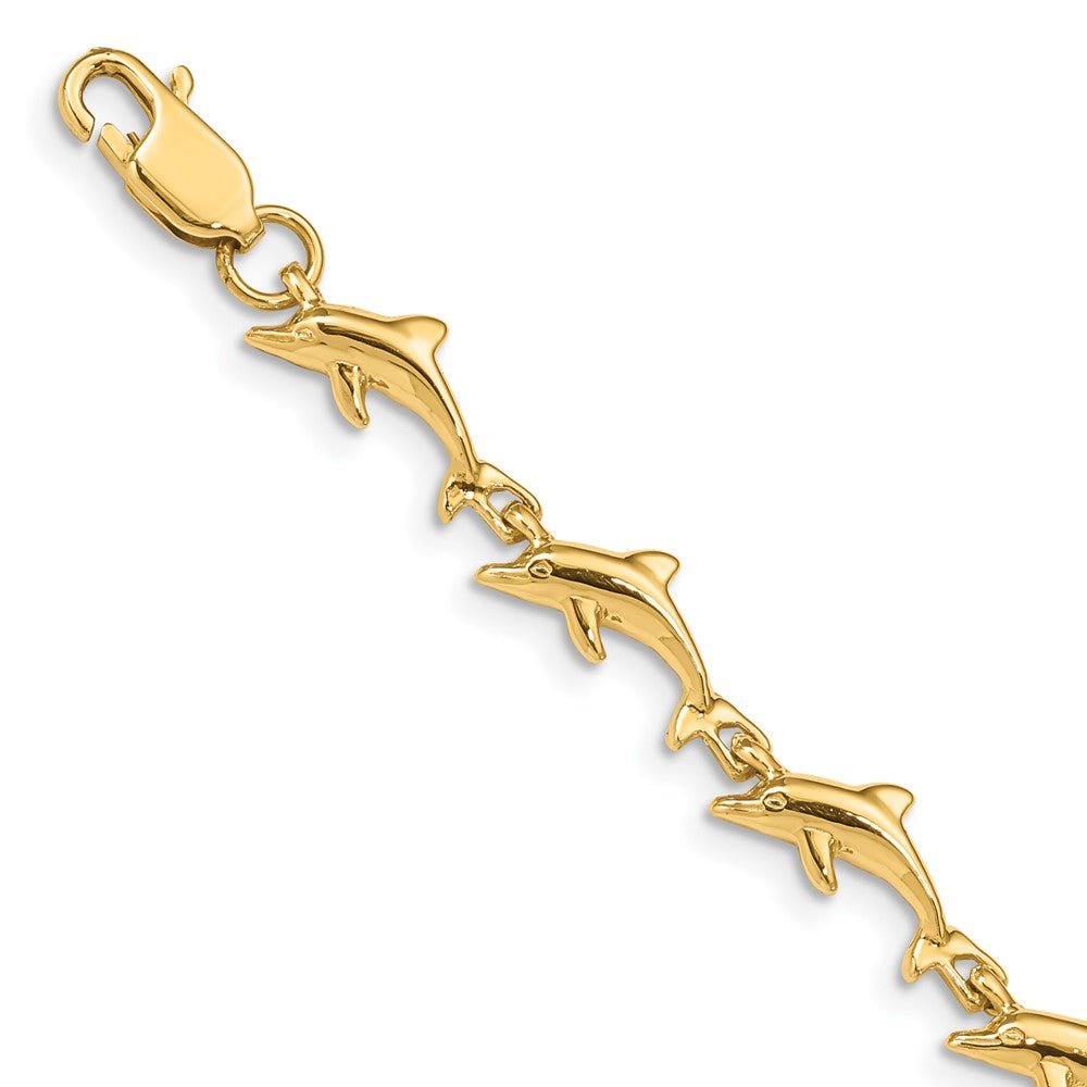 14K Polished Dolphin Bracelet