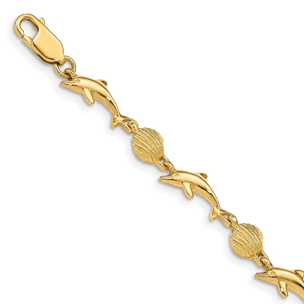 14K Dolphin and Shell Bracelet