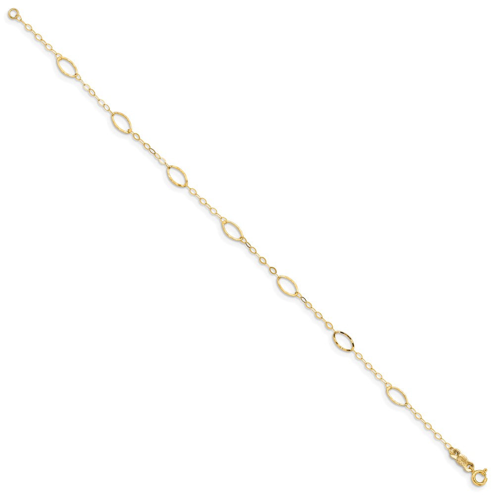 14k Oval Design Diamond-cut Bracelet