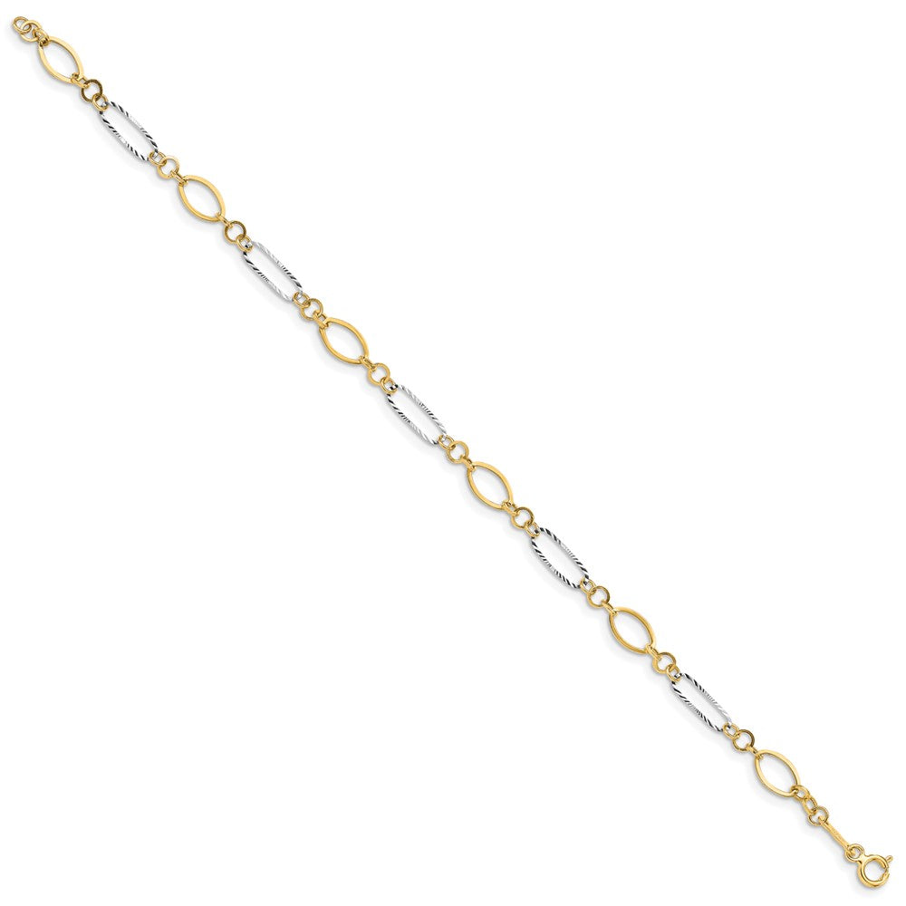 14k Two-tone Oval Link Bracelet