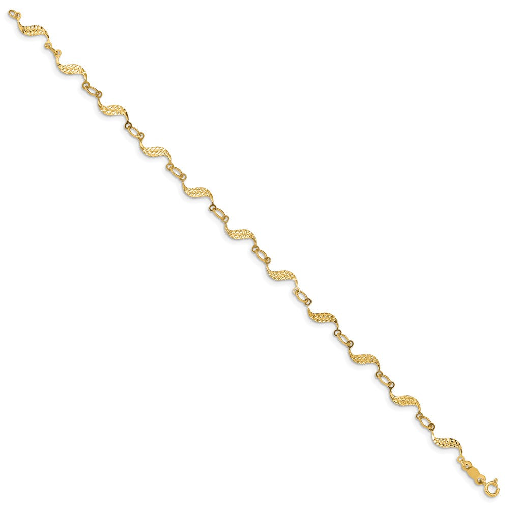 14k Diamond-cut Wavy Link Bracelet