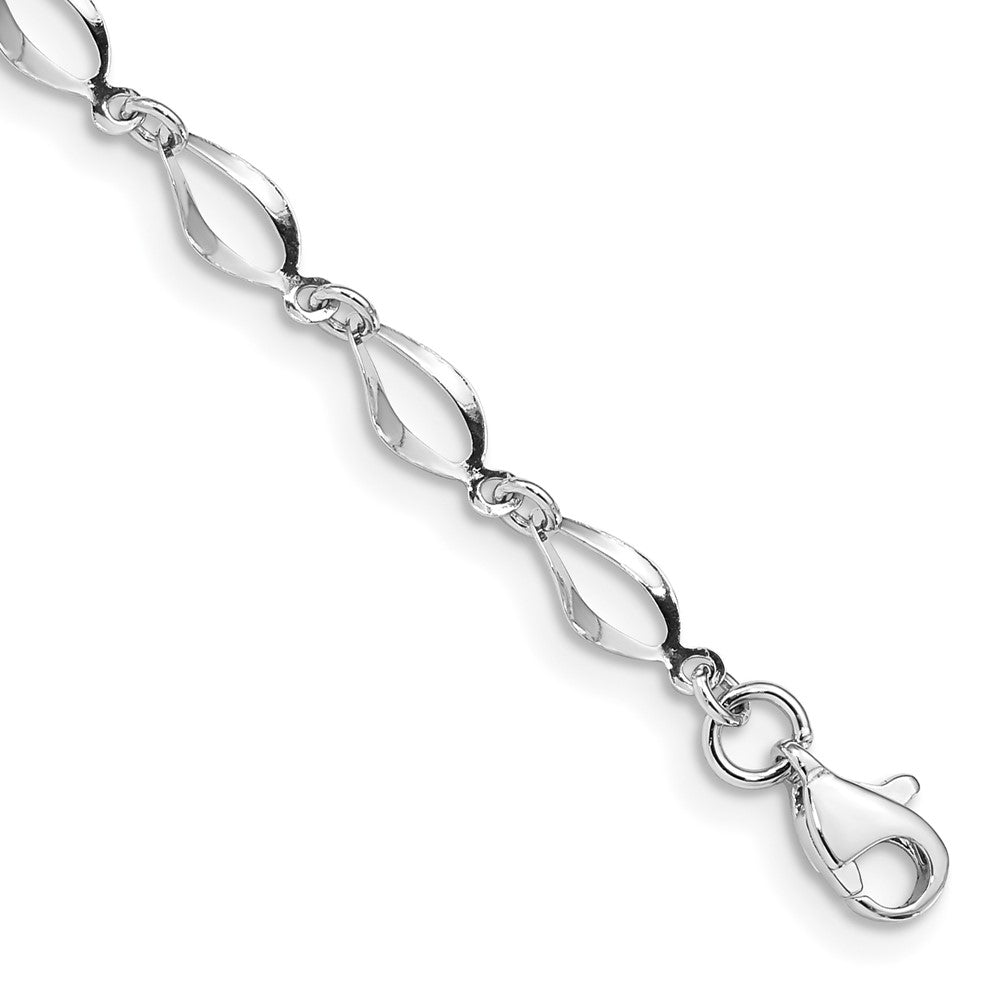 14k White Gold Polished Fancy Twisted Link Bracelet