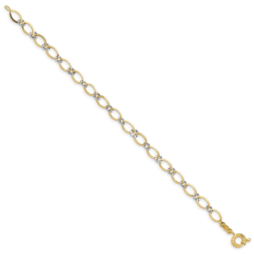 14K Two-tone Oval and Diamond Cut Circle Bracelet