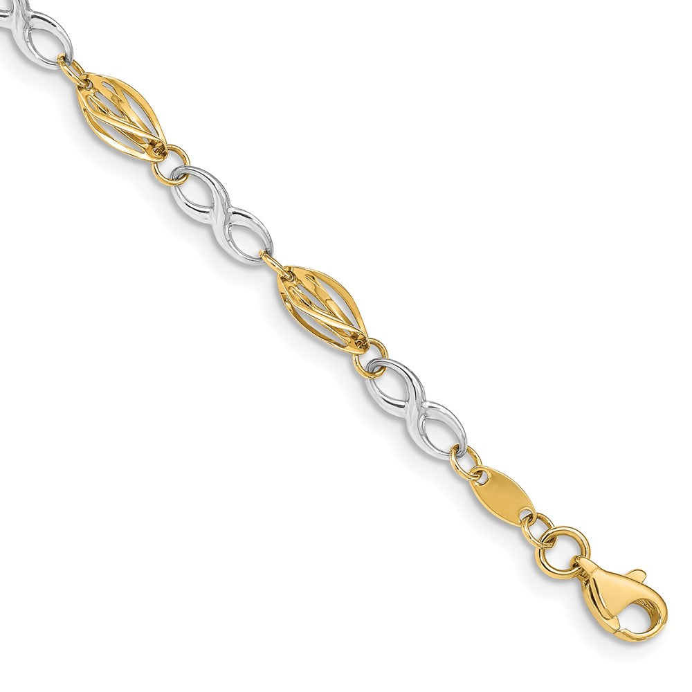 14K Two-Tone Polished Infinity Symbol 7.5in Bracelet