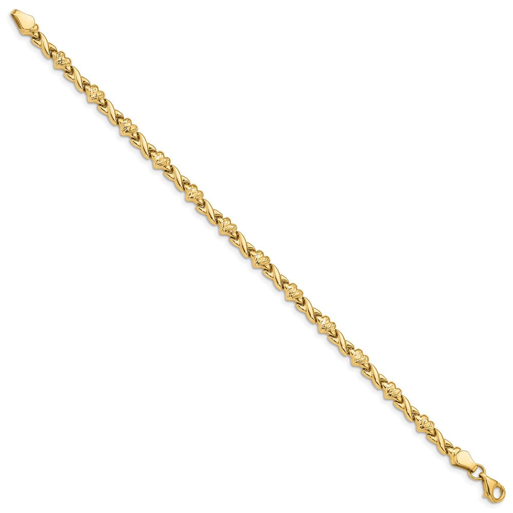 14k Polished D/C Heart Bracelet