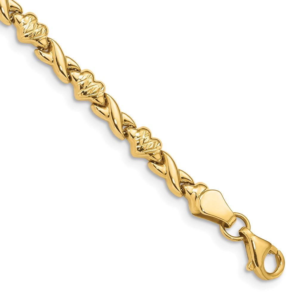 14k Polished Diamond-cut X-and-Heart Bracelet