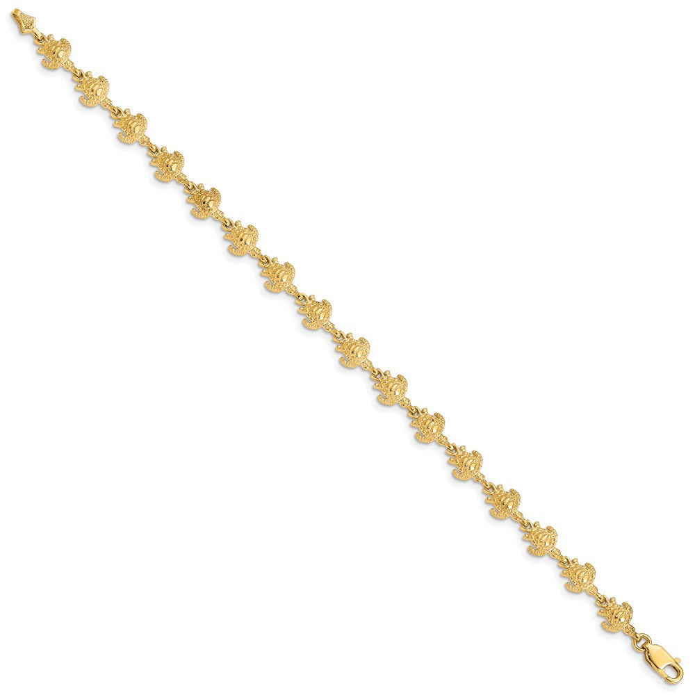 14K Gold Polished and Textured Turtle Bracelet