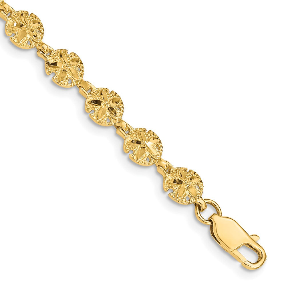 14k Polished and Textured Sand Dollar Bracelet