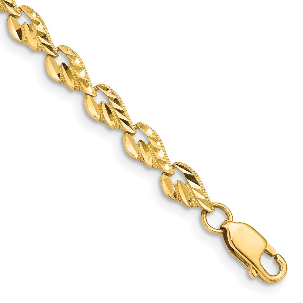 14k Polished Diamond-cut Leaf Bracelet