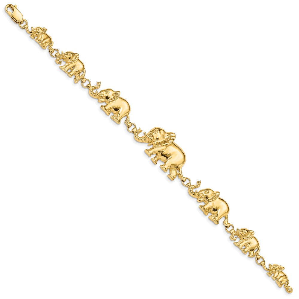 14k Polished Graduated Elephant Bracelet