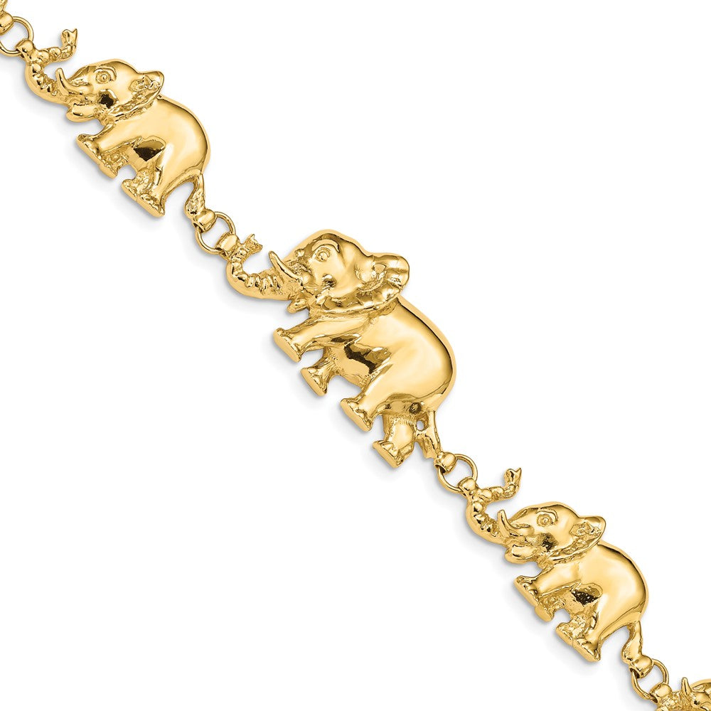 14k Polished Graduated Elephant Bracelet