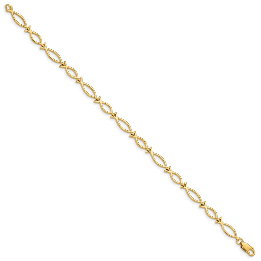 14k 5mm Religious Icthus (Fish) Bracelet