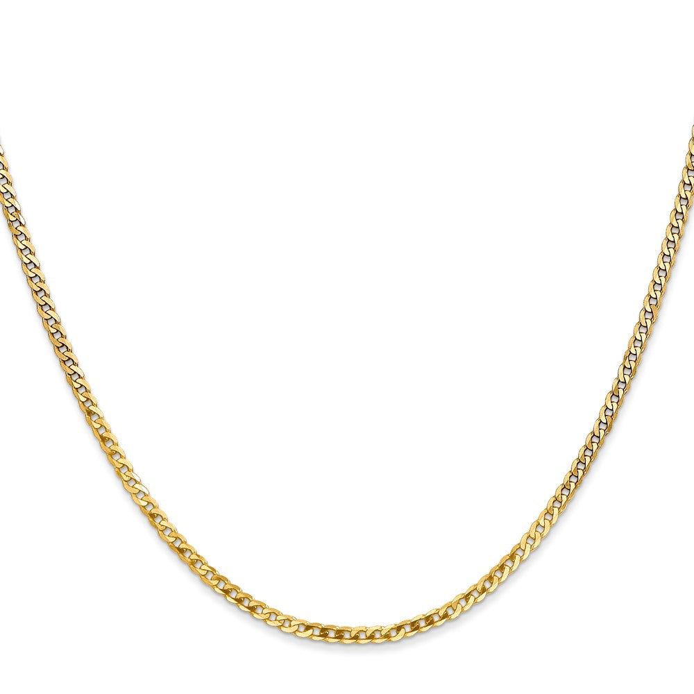 14K Flat Beveled Curb with Lobster Clasp Chain