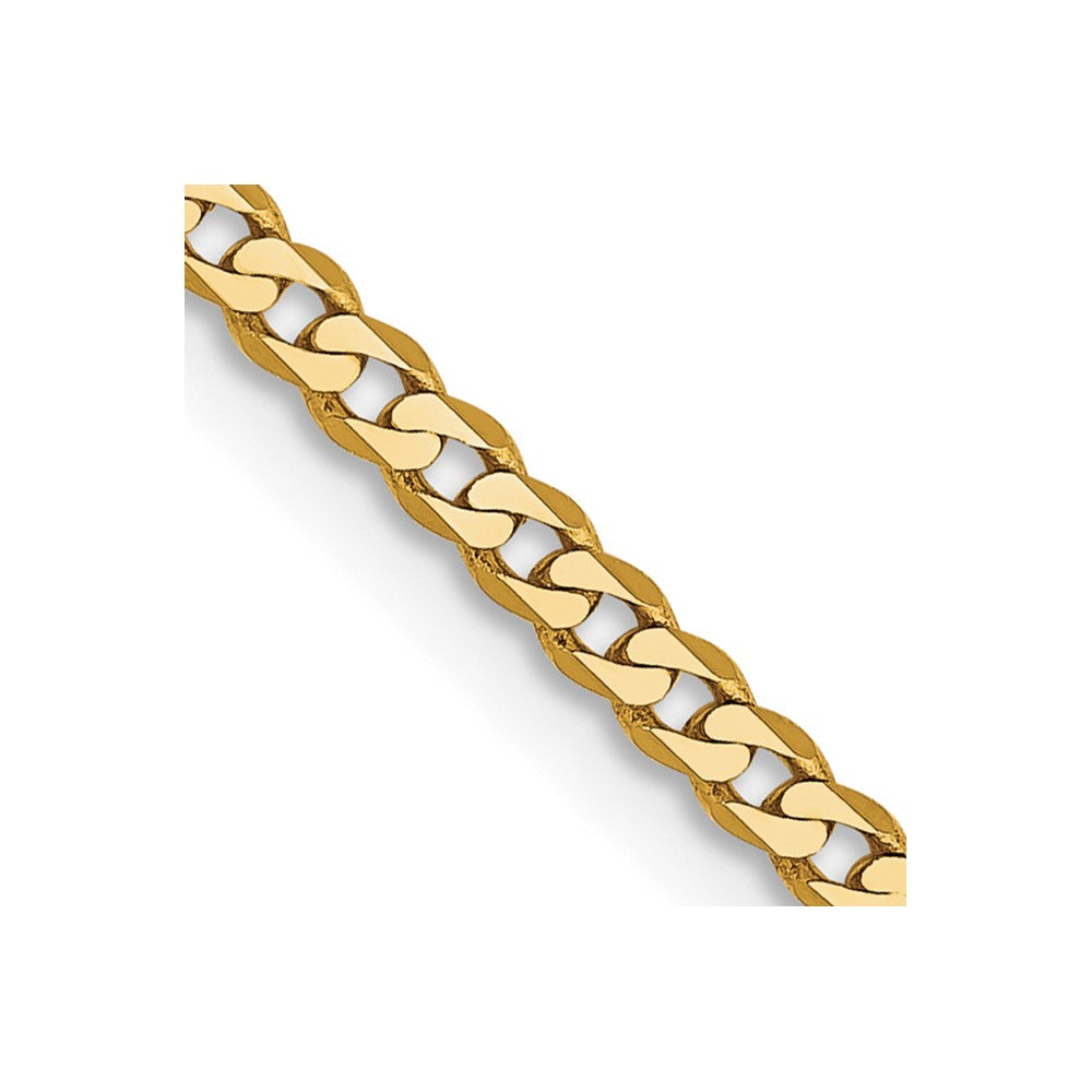 14K Flat Beveled Curb with Lobster Clasp Chain