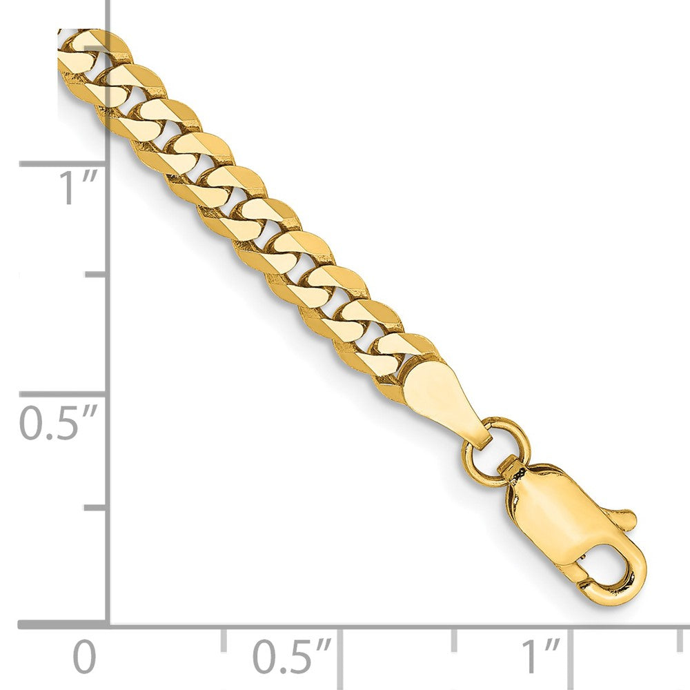 14K Flat Beveled Curb with Lobster Clasp Chain