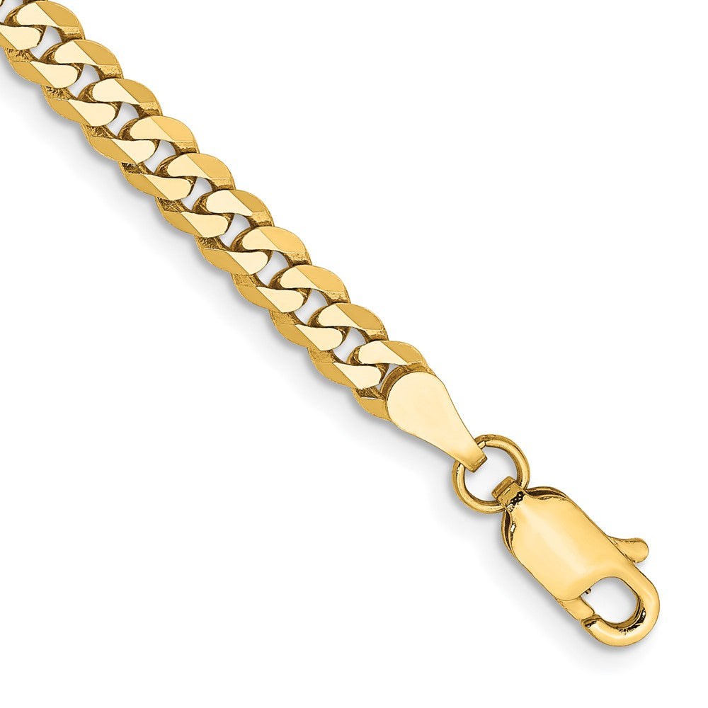 14K Flat Beveled Curb with Lobster Clasp Bracelet