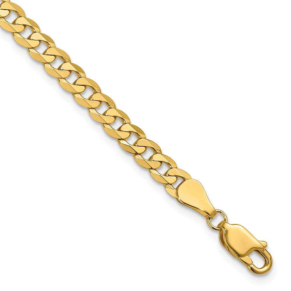 14K 8 inch 4.75mm Flat Beveled Curb with Lobster Clasp Bracelet