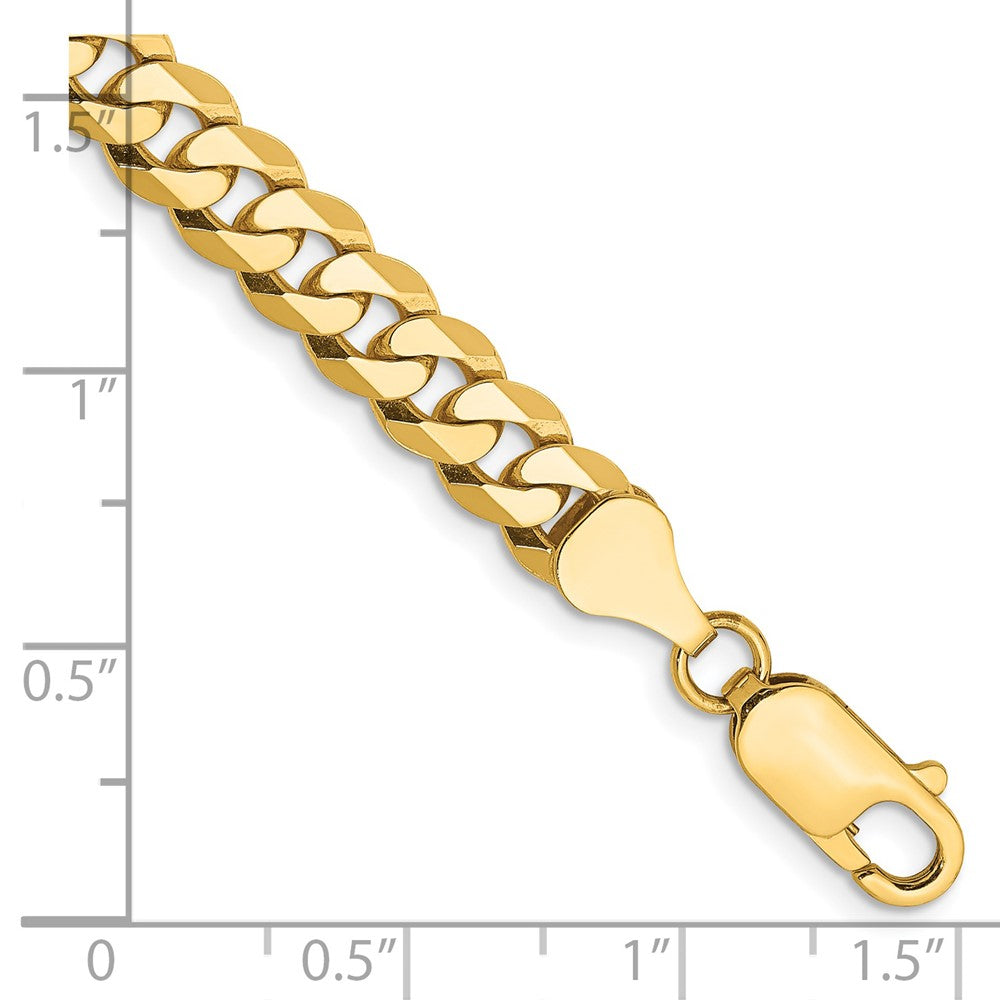 14K 9 inch 6.25mm Flat Beveled Curb with Lobster Clasp Chain