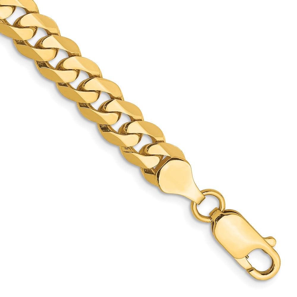 14K Flat Beveled Curb with Lobster Clasp Chain