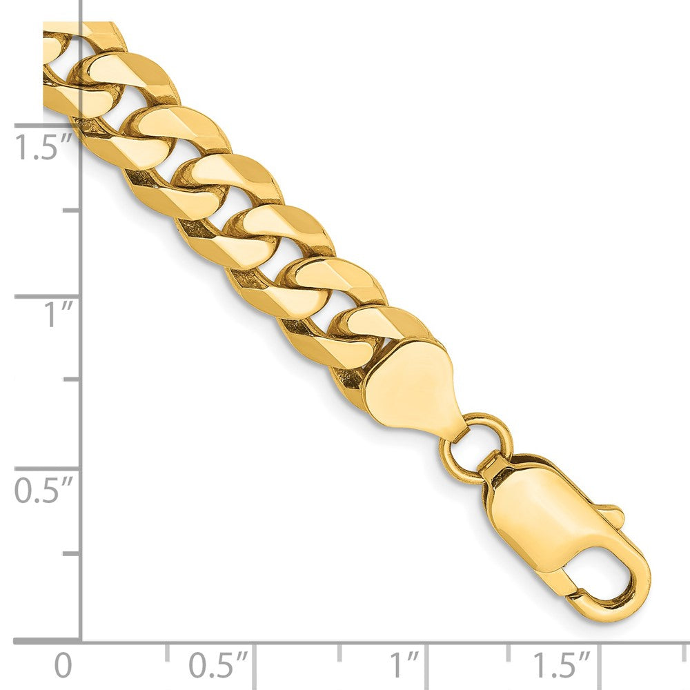 14K 9 inch 8mm Flat Beveled Curb with Lobster Clasp Chain