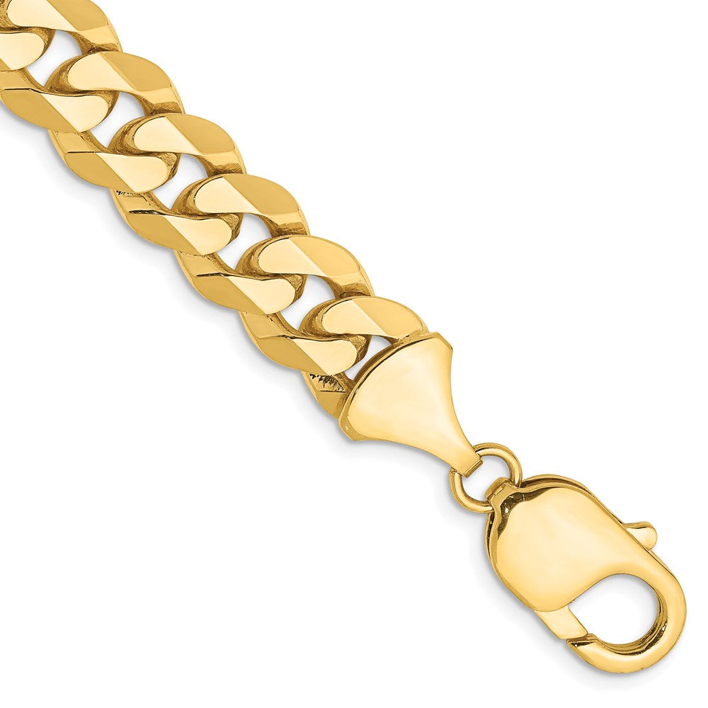 14K Flat Beveled Curb with Lobster Clasp Bracelet