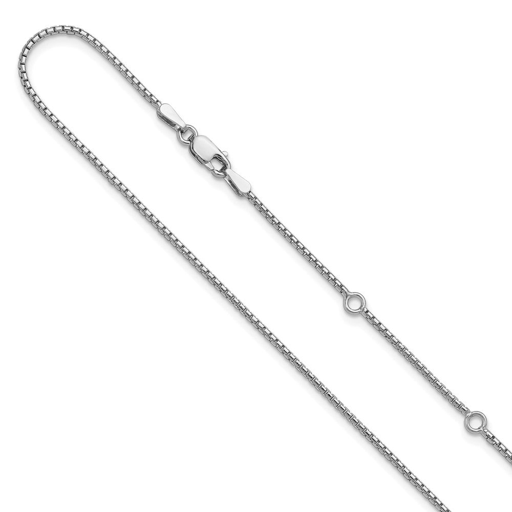 Sterling Silver Rh-plated Round Box + Adj. Chain