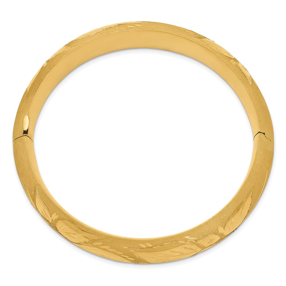 14k 11/16 Florentine Engraved Hinged Round Bangle Bracelet