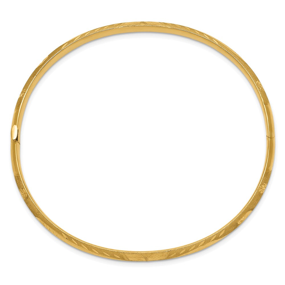 14k 3/16 Florentine Engraved Hinged Round Bangle Bracelet