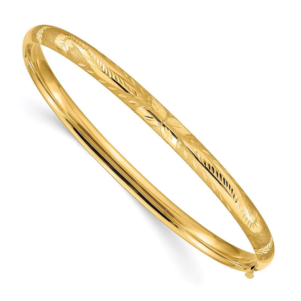 14k 3/16 Florentine Engraved Hinged Round Bangle Bracelet