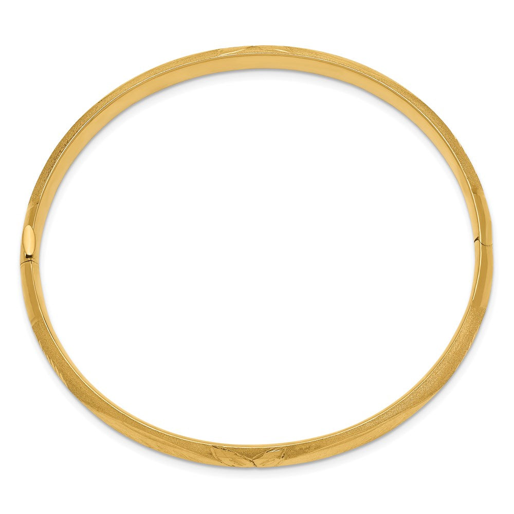 14k 4/16 Oversize Florentine Engraved Hinged Round Bangle Bracelet