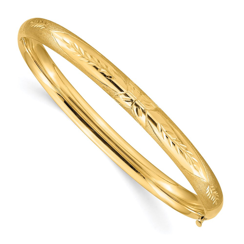 14k 4/16 Oversize Florentine Engraved Hinged Round Bangle Bracelet