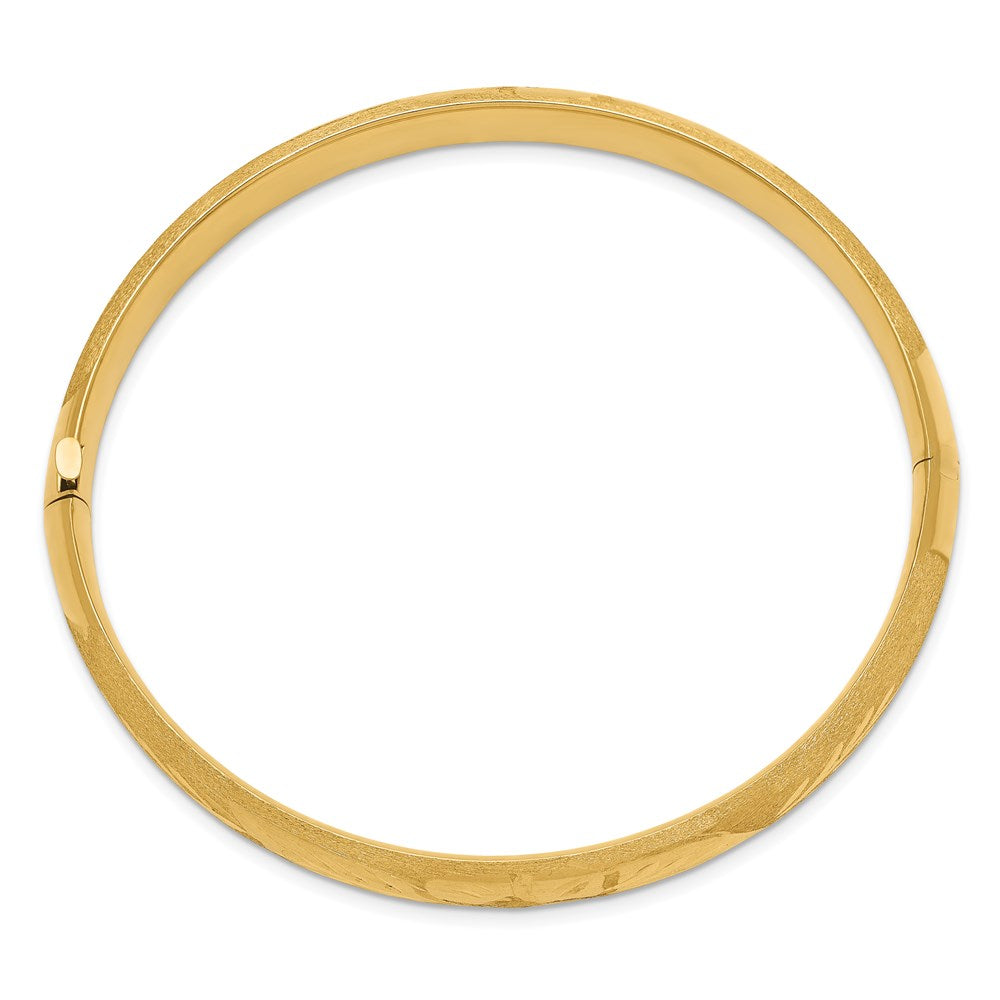 14k 5/16 Oversize Florentine Engraved Hinged Round Bangle Bracelet